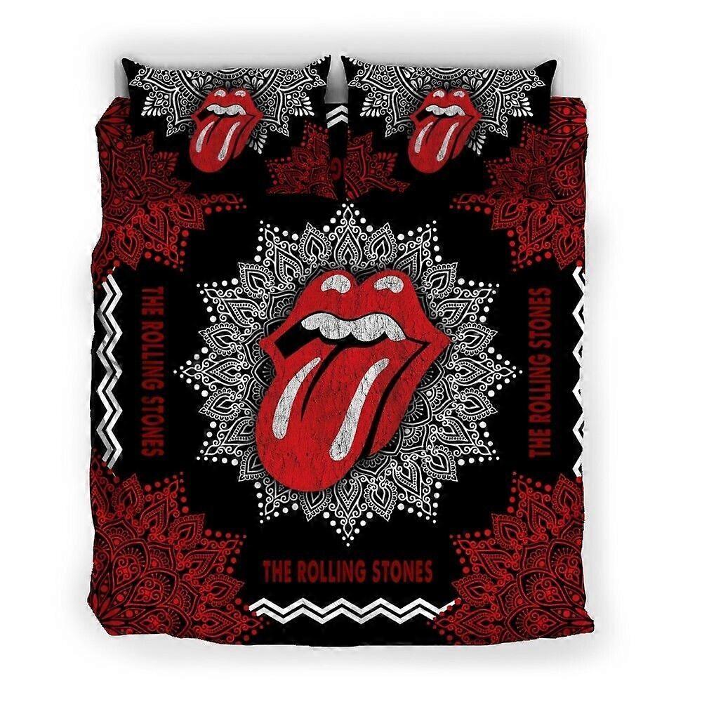 v857 ملاءات السرير مجموعة مفروشات من 3 قطع هدية رولينج ستونز (1 غطاء لحاف + 2 وسادة) y857