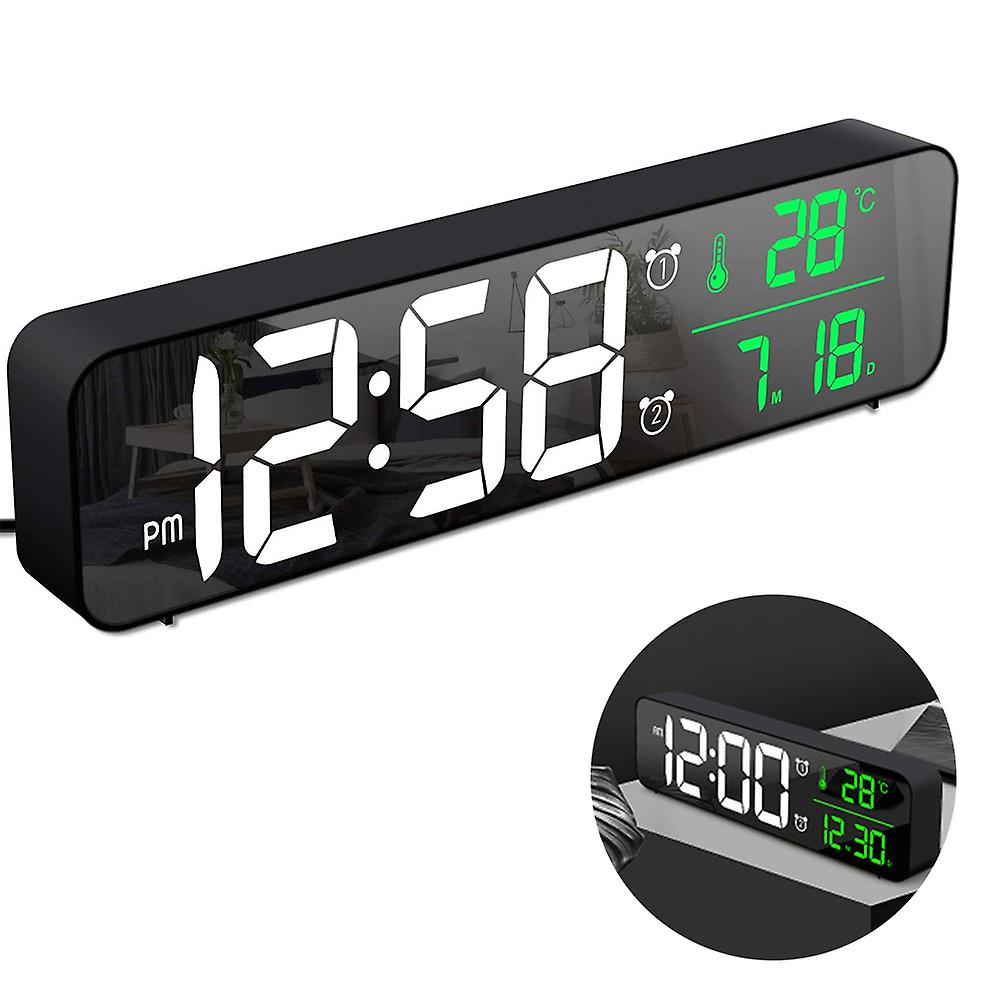 Digital Alarm Clock, Led Alarm Clock Digital Mirror Wall Clock Large
