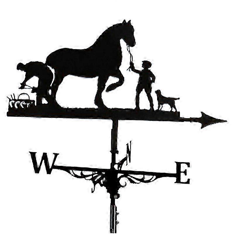 Metal Weathervane Αγρότης και Horse Mount Δείκτης κατεύθυνσης ανέμου πτερυγίων καιρού