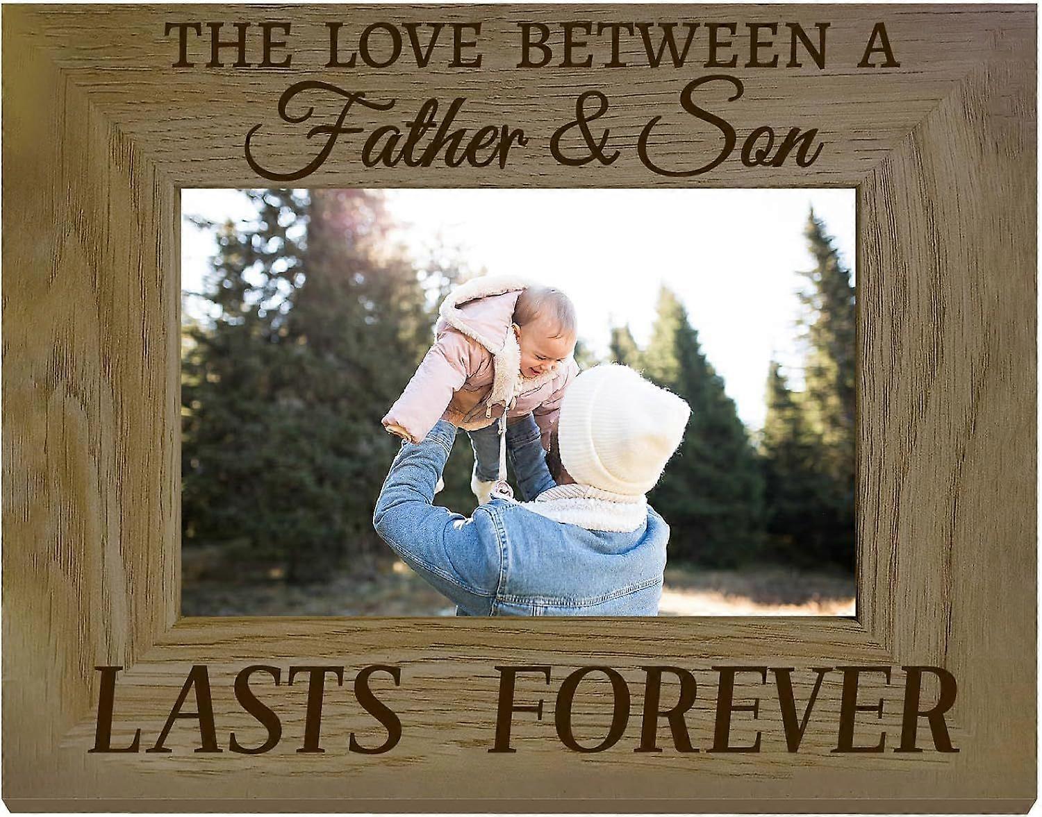 Father and Son Picture Frame Wood Photo Frame Holds Display Pictures 4x6 Wall Mounting Brown Printing Poster Frame Stand for Wall Gallery Tabletop Dec