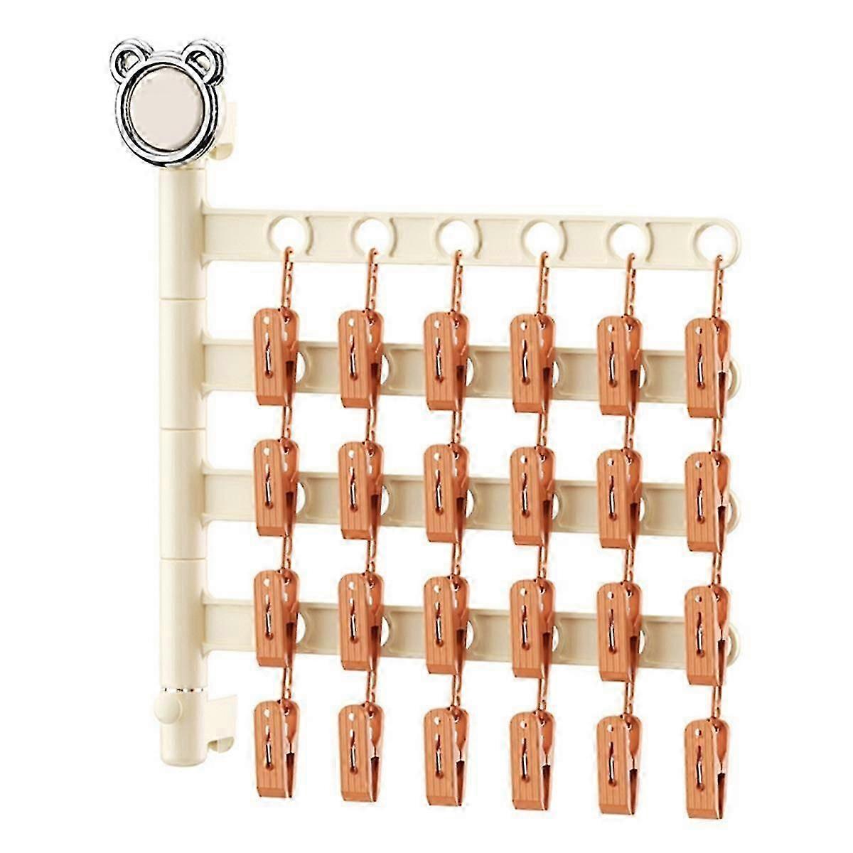 Multi-functional Drying Rack Socks Underwear Laundry Storage Multi-clip Wall-mounted Artifact Balcony Folding Rack A