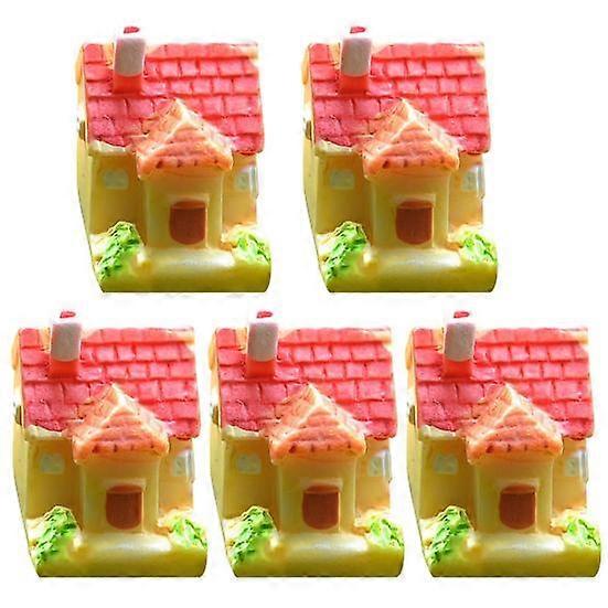 5Pcs Cottage Miniature Ornamental Weather-resistant Resin Micro Landscape Mini Garden Statue for Backyard