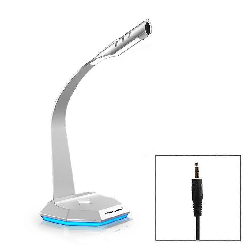 K3 Desktop Metal Base Omnidirectional 3.5mm Plug Wired Mic Condenser Microphone, Compatible with PC / Mac for Live Broadcast, Show, KTV, etc(Silver)