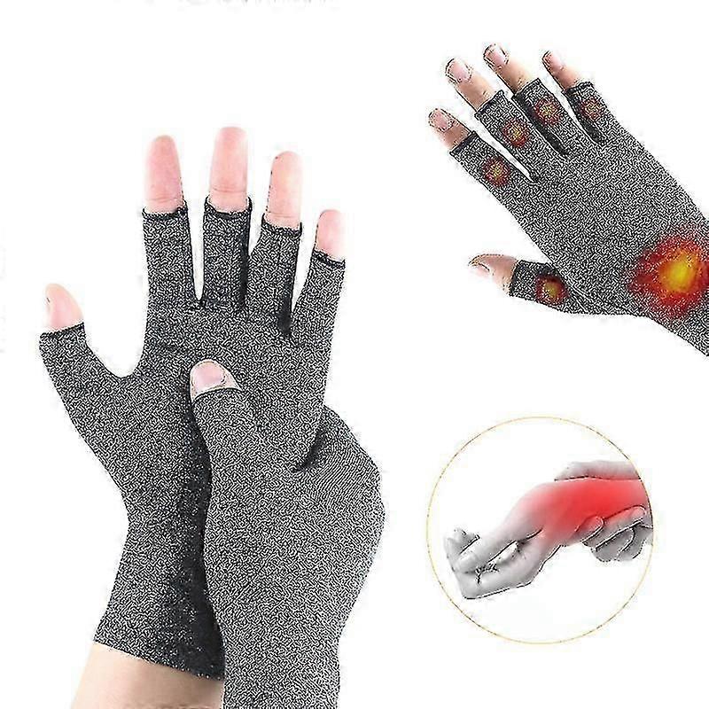 Kompression Bambu Artrit Handskar, Halvfinger Tryckhandskar Gemensam Elastisk Kompression Träning Vårdhandskar