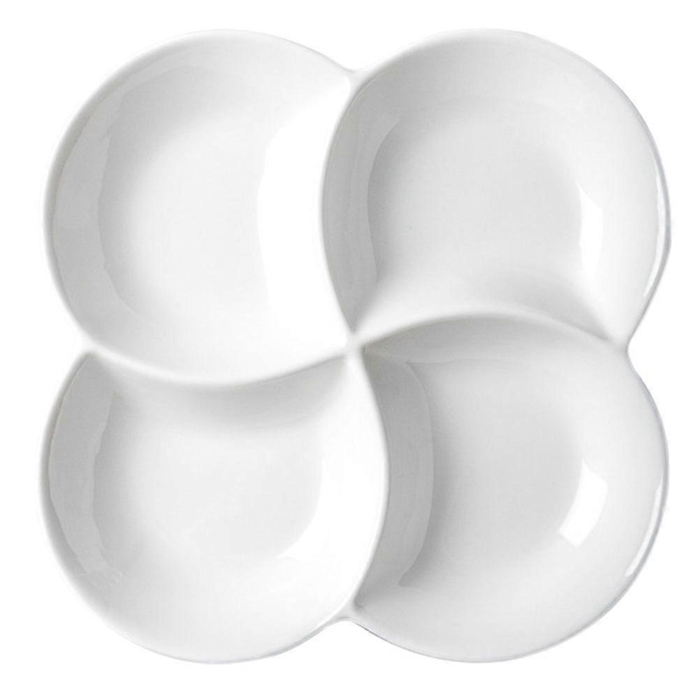 Multi-grid Snack Plate Dried Fruit Storage Plate Food Serving Tray (White)