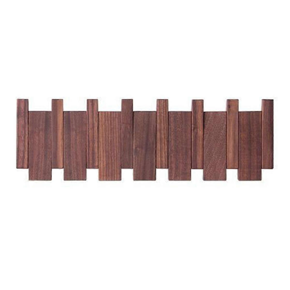 Wall-Mounted Coat Hanger Solid Wood Clothes Hook Door Hanger Coat Rack Home Decoration Walnut 6 Hooks