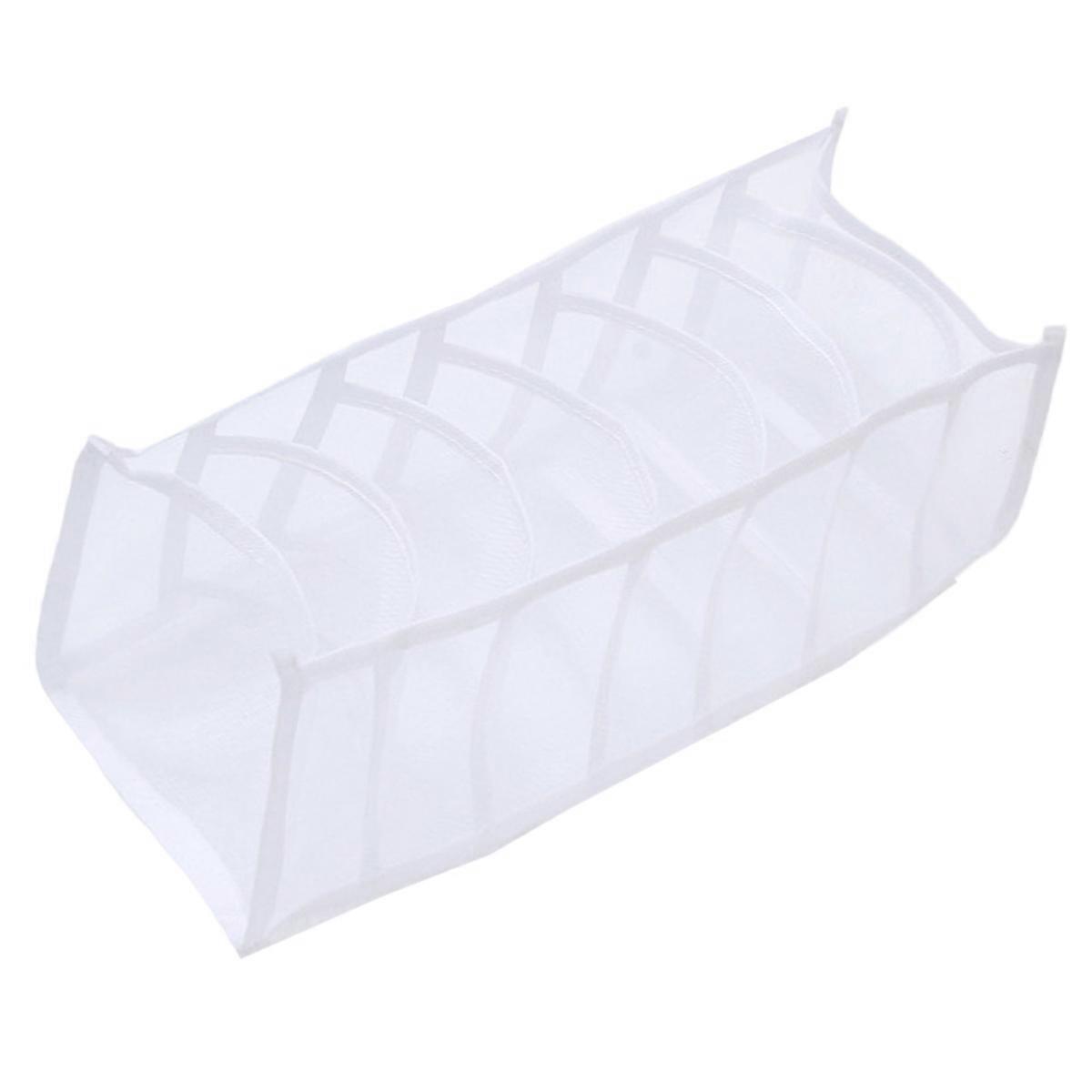 Clothes Compartment Storage Box Wardrobe Foldable Clothes Organizer with Mesh Separation 7 Grid for Leggings White