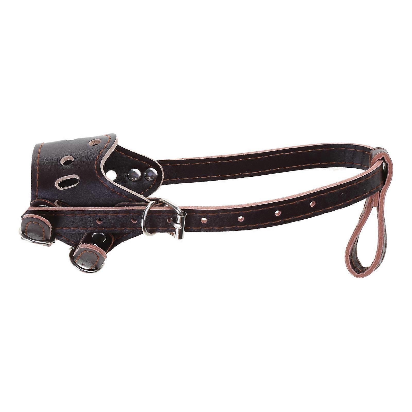 Dog Muzzle German Dog Comfortable PU Secure Muzzle Medium Large Breeds Mouth Guard Comfortable XS brown