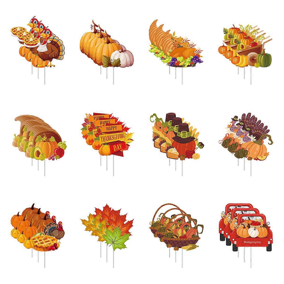 Thanksgiving Cupcake Toppers with Pumpkin and Maple Leaf Design