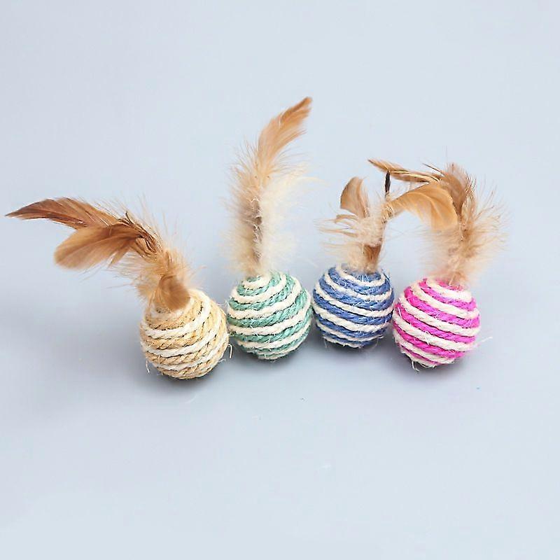 Cat Toy Sisal Ball With Feathers, Resistant To Scratching, Resistant To Biting, Grinding Teeth, Biting, Self Congratulation, Relieving Boredom, Making