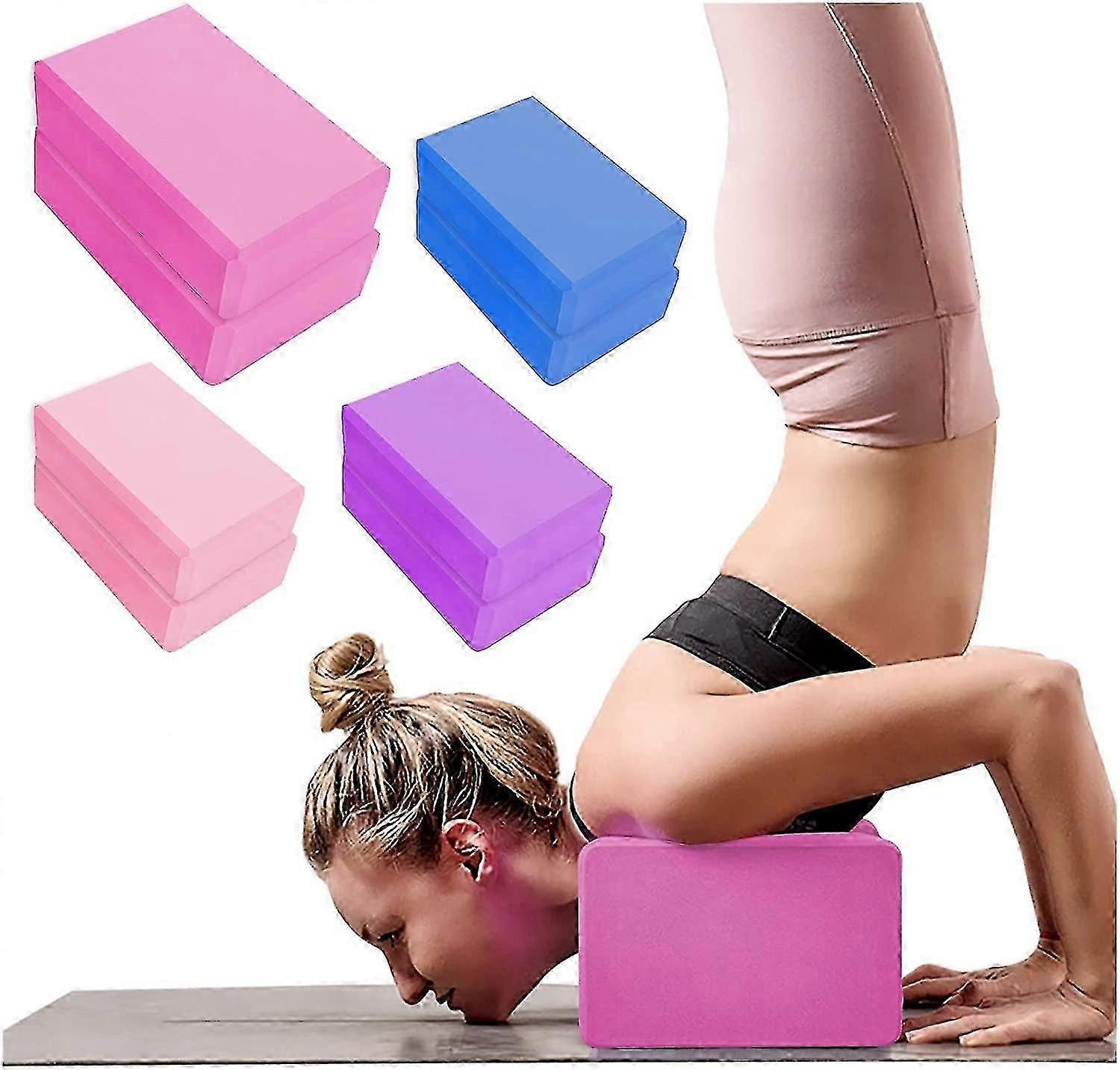 2 Pack Yoga Blocks High Density Eva Foam Brick Soft Non-slip Surface Exercise Bricks Stability And Balance