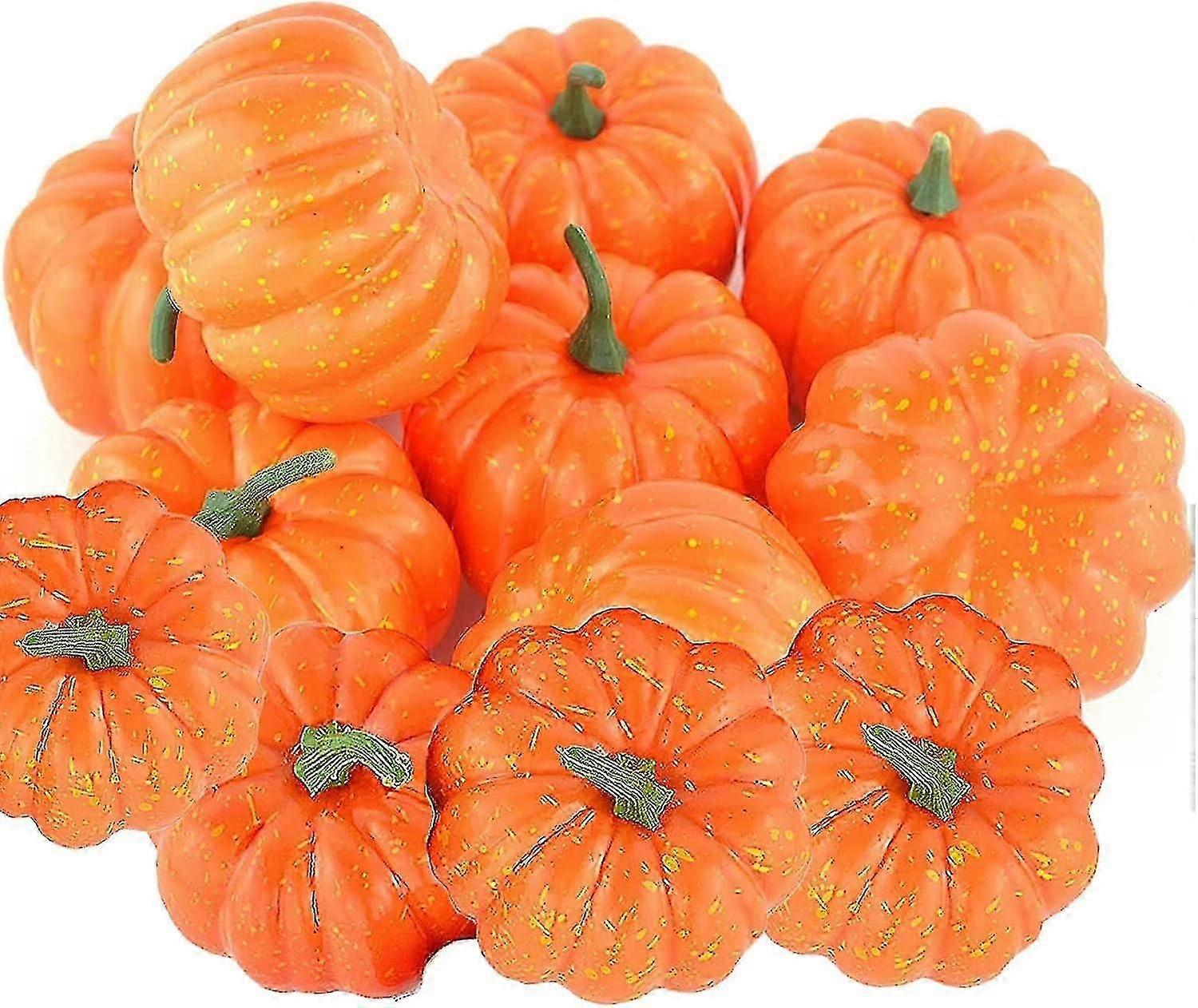 Artificial Lifelike Pumpkin Set: 12pcs Orange
