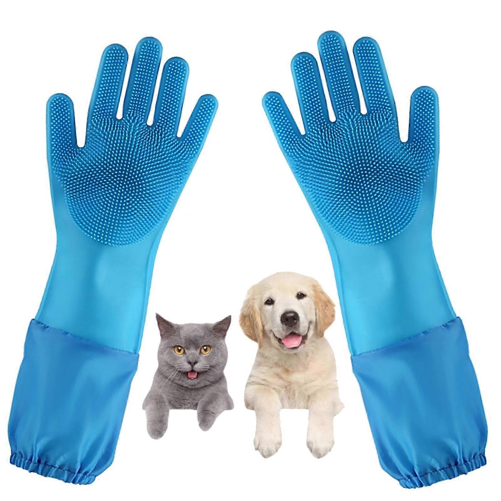 Dog Washing Gloves with Soft Rubber Brushes for Bathing, Grooming, and Massaging Pets of All Sizes