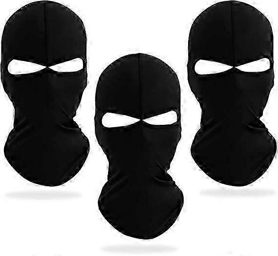 3 Pieces Of Balaclava 2-hole Full Face Ski Mask, Neutral Black Lycra Ski Mask, Lightweight Breathable Helmet Lining, Balaclava Headscarf For Motorcycl
