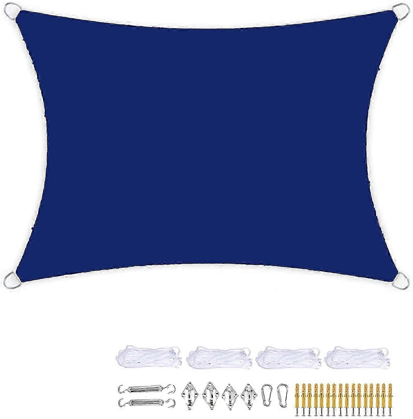Rectangle Shade Sail with Free Rope and Mounting Kit Sun Shade Sail Waterproof Breathable for Swimming Pool Restaurant Parks Car 2X3m (Dark Blue)