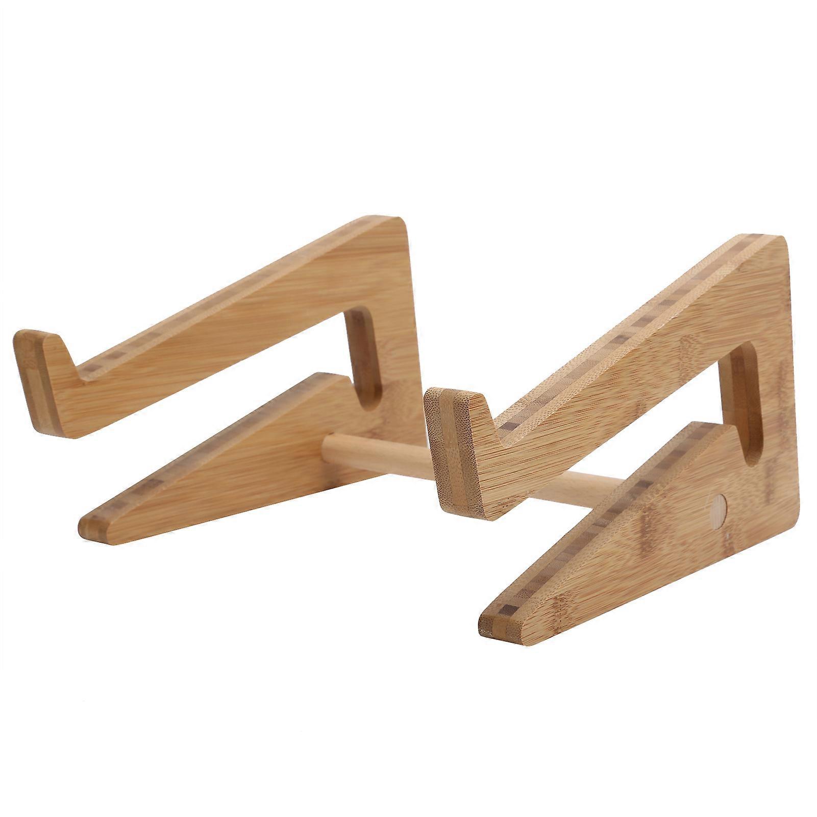 Computer Stand Riser Bamboo Laptop Notebook Support Bracket Shelf Office Accessory