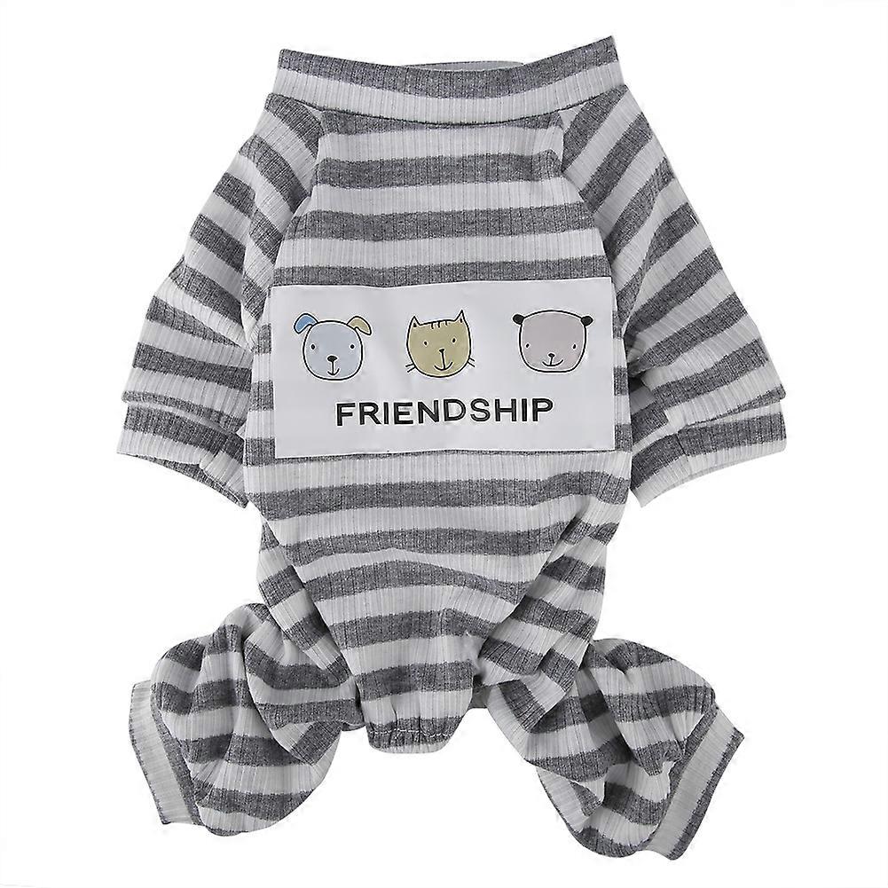 Striped Cartoon Puppy Jumpsuit For Spring And Summer, Sizes S-XL, Lightweight Breathable Fabric, Cartoon Print