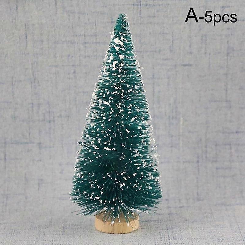 5Pcs Decorated Small Christmas Tree Cedar Pine On Sisal Silk Blue-Green Gold Silver And Red Mini Christmas Tree Ornaments