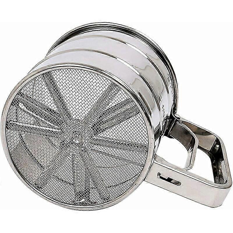Stainless Steel Flour Sieve, Flour Sifter - Powdered Sugar Cocoa Sieve, One-Handed Flour Sieve, for Dusting and Dusting Finely, Powdered Sugar - With