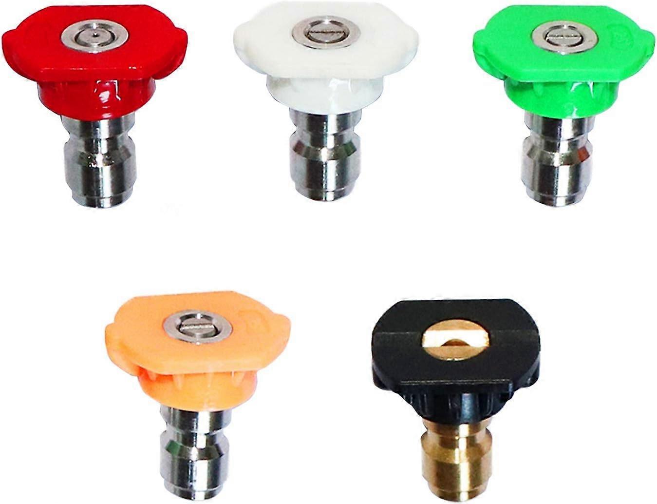 Pressure Washer Spray Nozzle Tips 1/4''Quick Connector,4000 PSI 3.0 GPM,5-Pack Multiple Degrees(0、15、25、40 Degrees,Soap)
