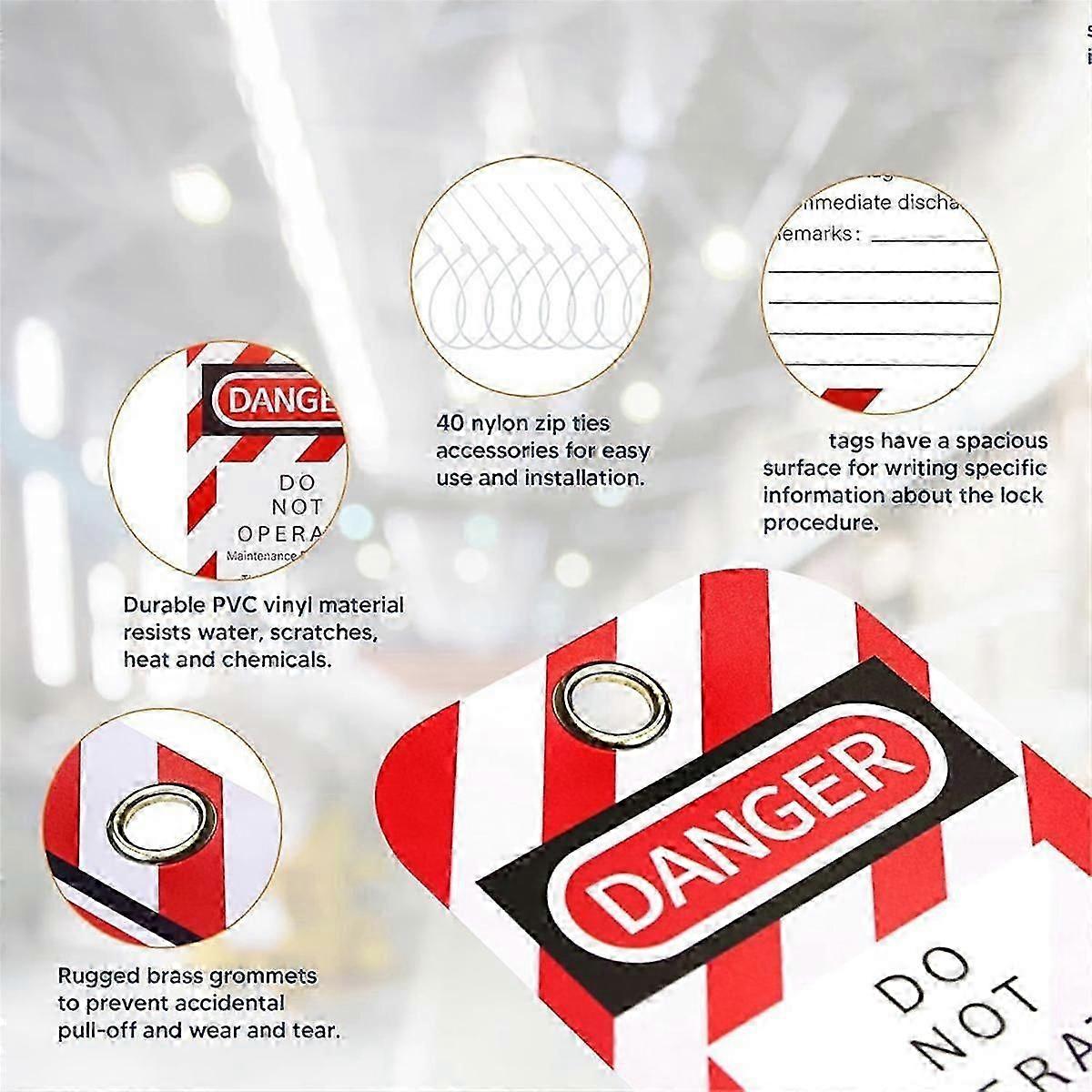 Lockout Tagout Tags 3x5.75 Inch with 40 Zip Ties, Danger Do Not Operate ...