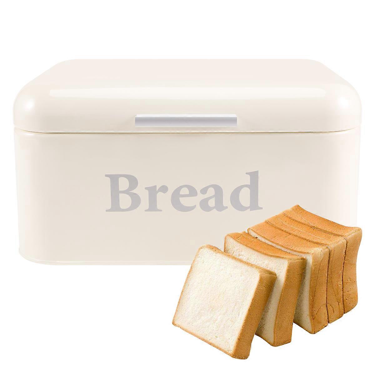 Vintage Bread Box Cupboard Iron Snack Box Desktop Storage Box White