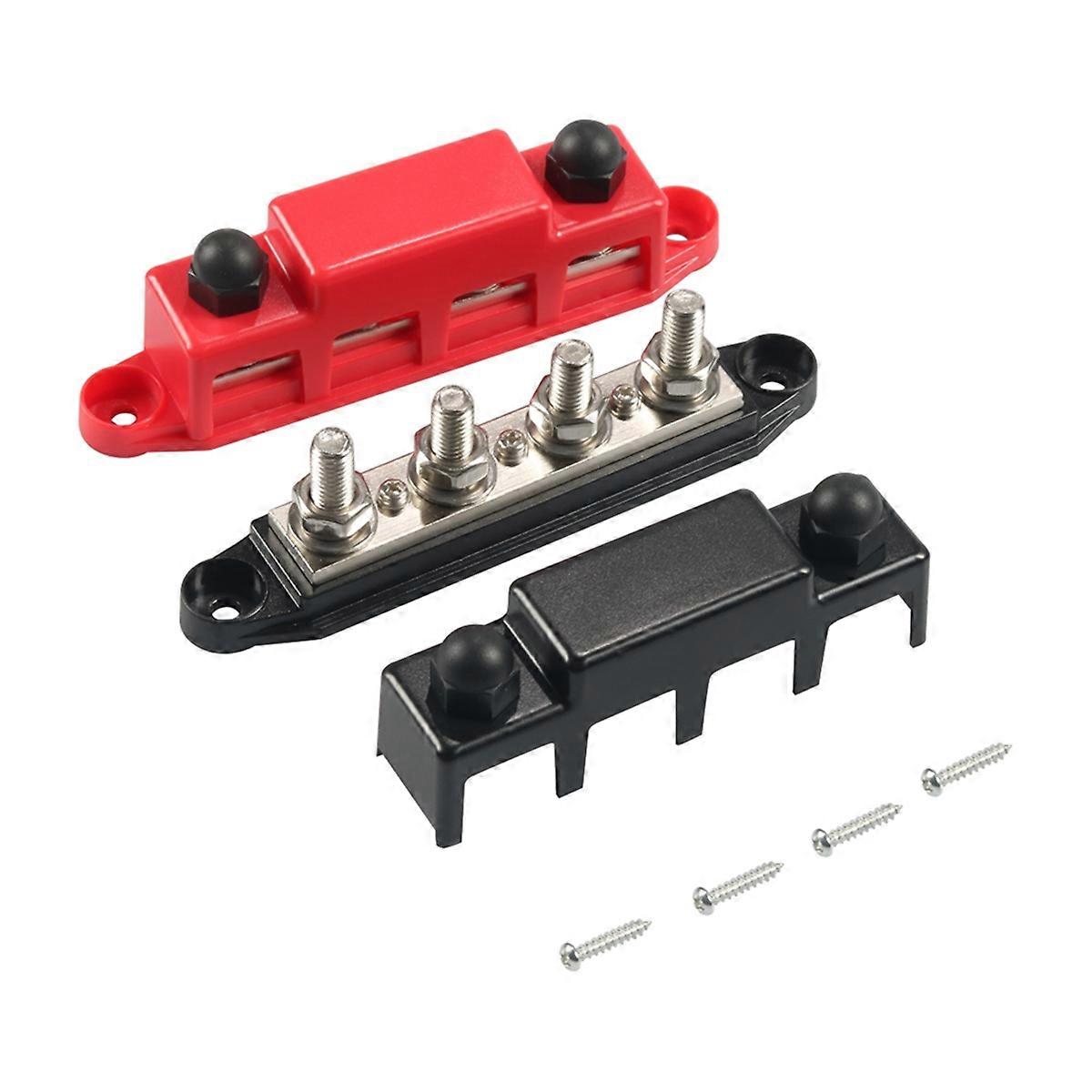Bus Bar 12V 300A Power Distribution Block 4 X 3/8In Studs 12V Automotive Marine Battery Busbar Termi