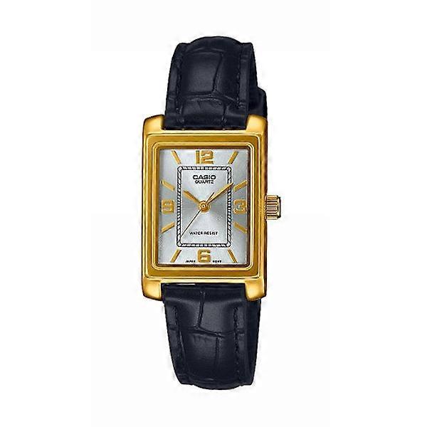 Casio Collection Ltp-1234pgl-7a2ef Women's Analog Quartz Watch – Gold-tone Case, Black Leather Strap