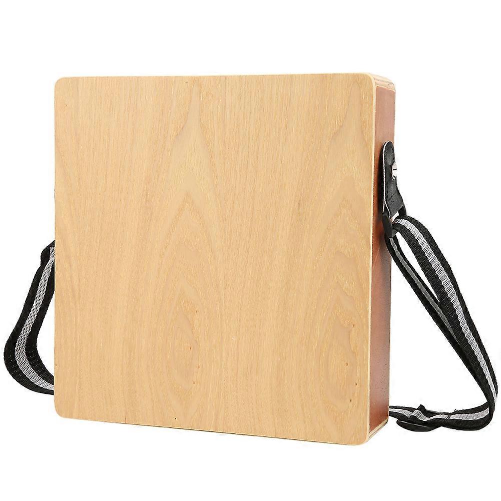 Wooden Drum Box Travel Flat Hand Compact with Internal Strings Instrument Belt for Singers