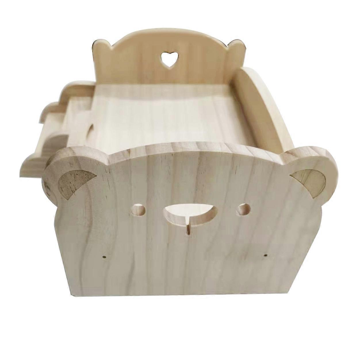 Wooden Play Bed for Dolls DIY Mini Play Bed for Dolls (Bear)