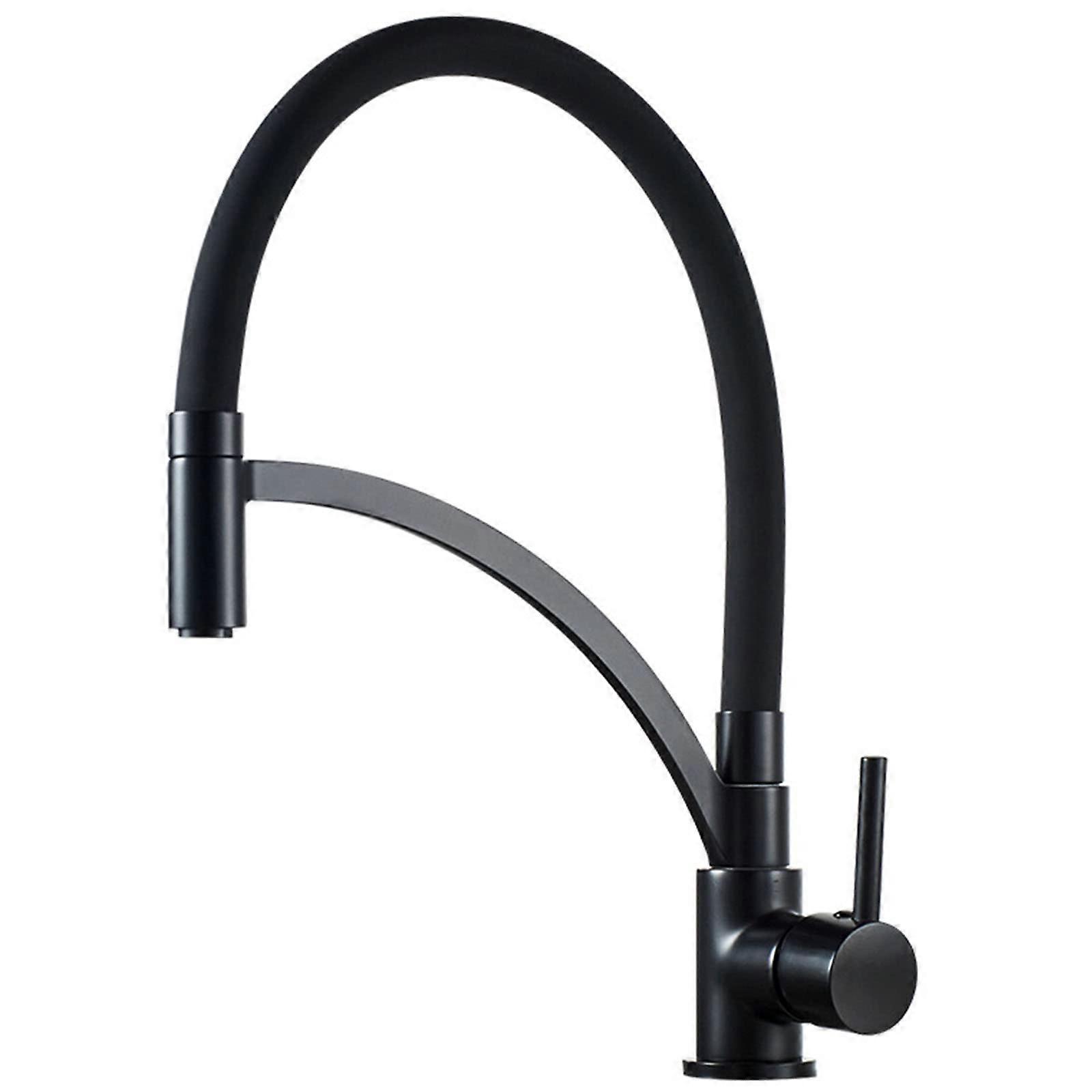 Black Kitchen 360 Degree Swivel Pull Down Kitchen Sink Solid Brass Single Handle Single Hole Hot Cold Water Mixer Tap