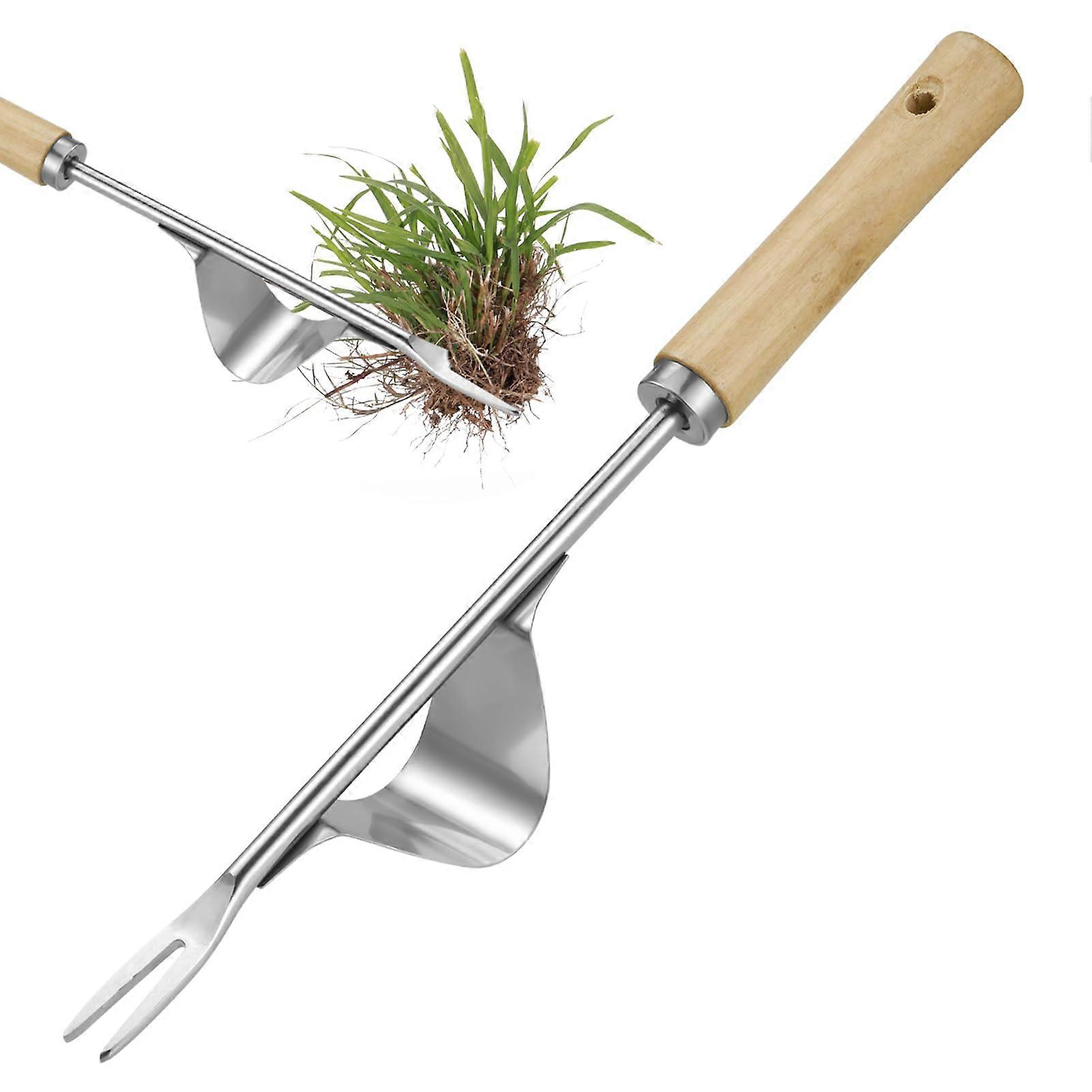 Weeder Root Puller Stainless Steel Hand Weeder With Wooden Handle Manual Garden Tool For Digging Weeding Loosening