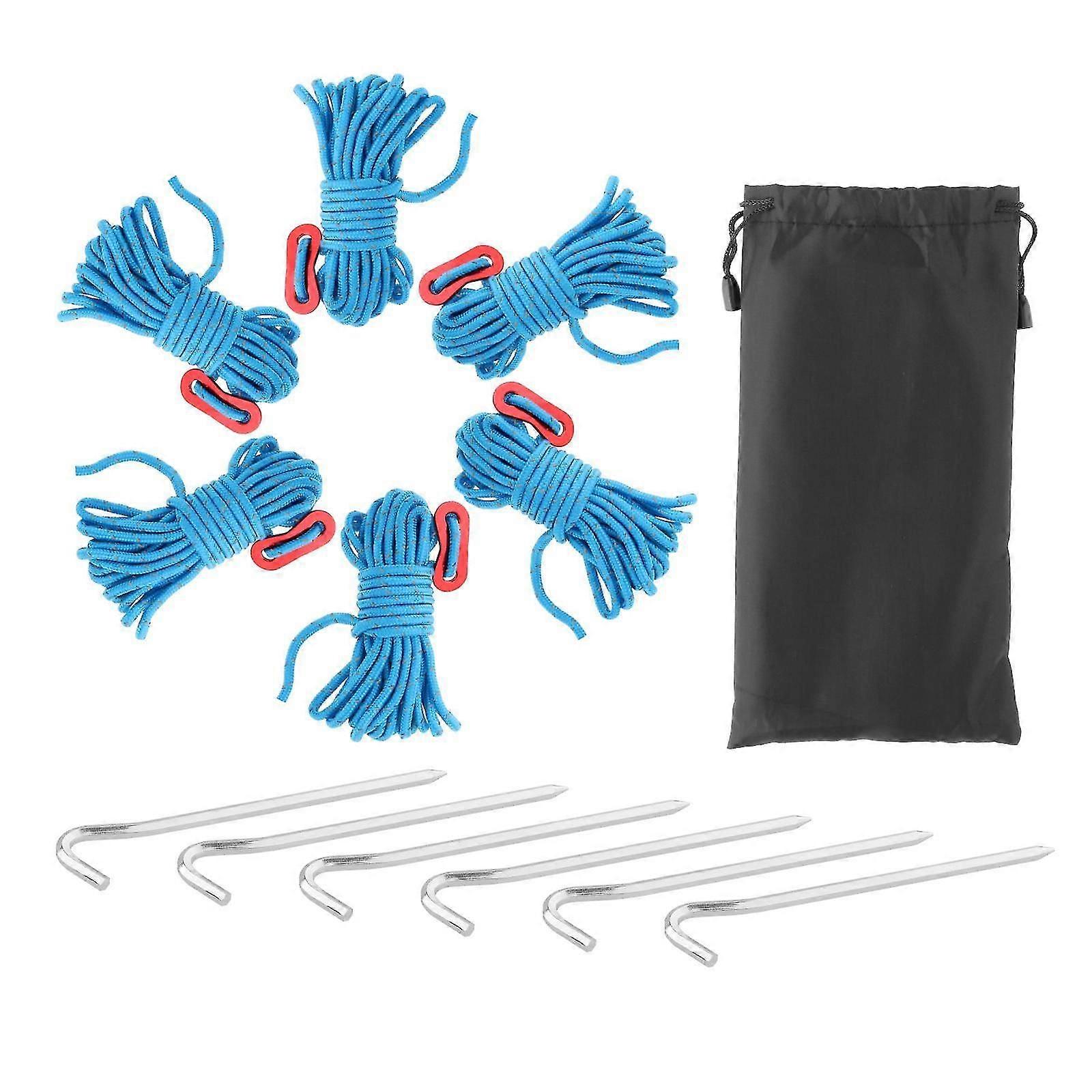 6Pcs/Pack Reflective Cord Tent Guyline Rope Set for Hiking Canopy Shelter