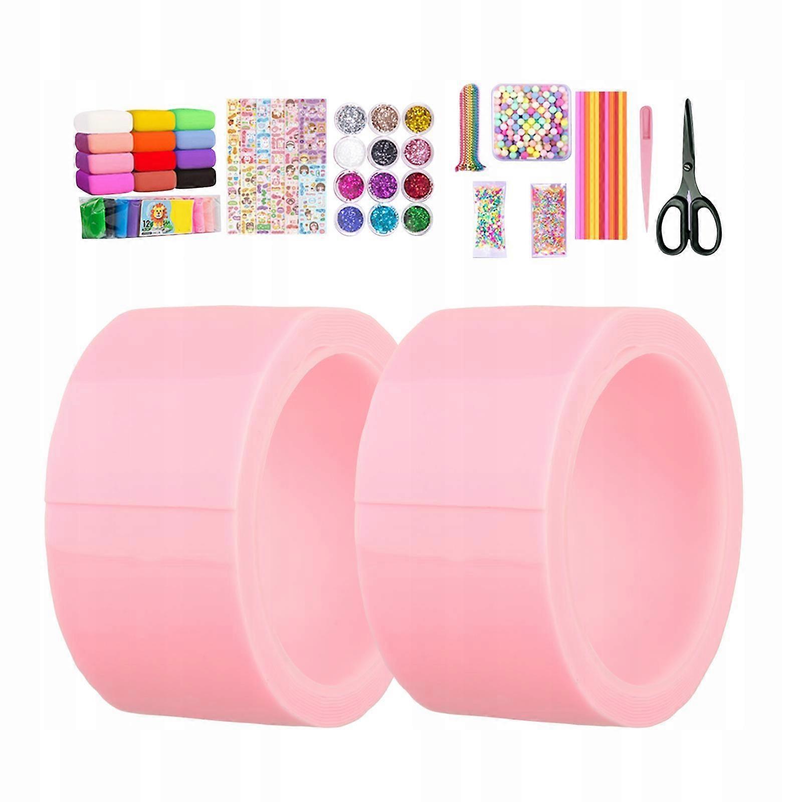 Bubble Blowing Double Sided Tape Multipurpose For 2 Rolls W Full Tools Pink