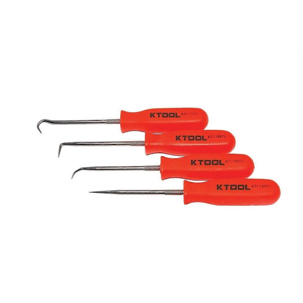 Tool KTI70070 4-Piece Mini Pick Set Neon Orange Handles Precision Tools for Automotive and DIY Tasks
