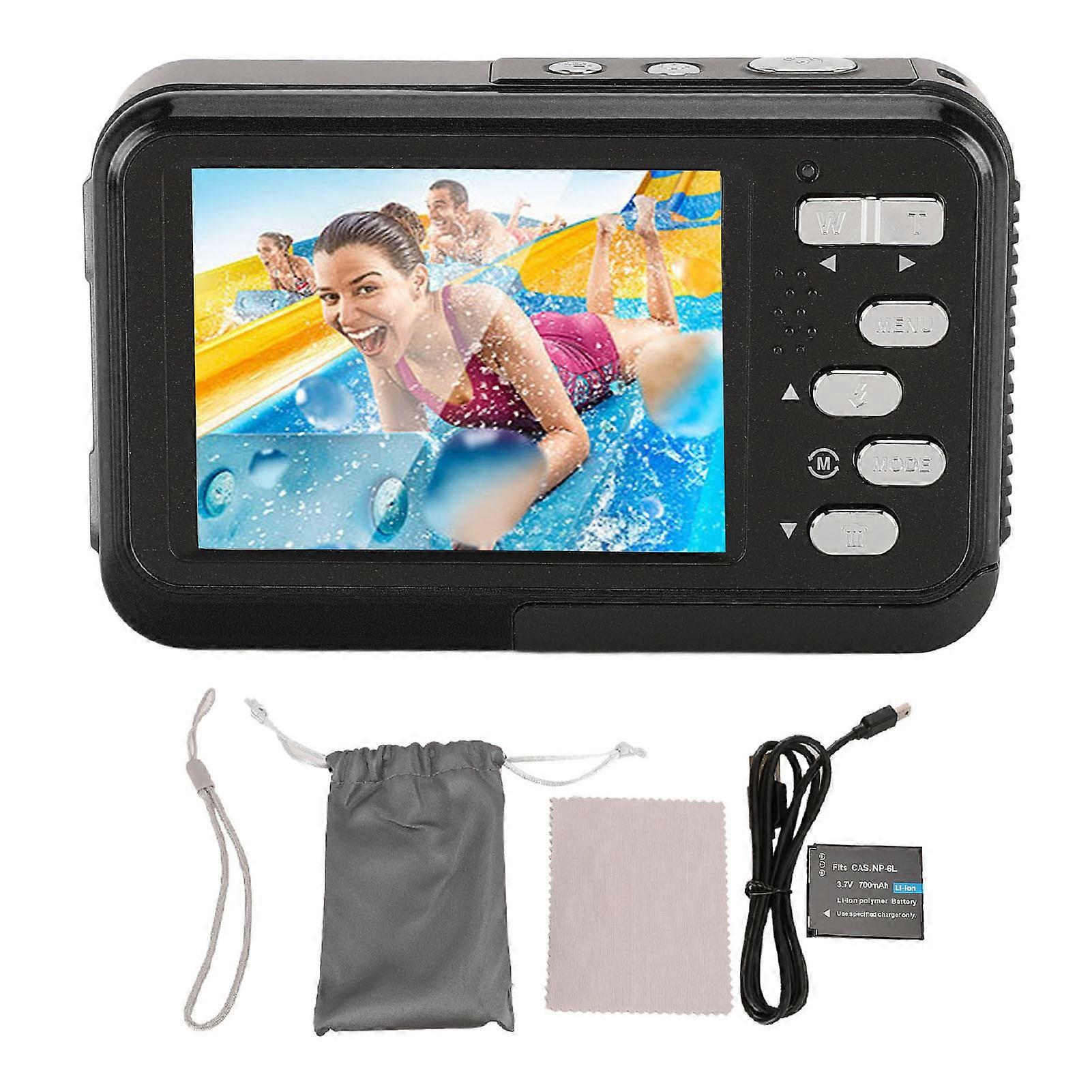 4K Cameras Multifunction 48MP High Definition Auto Focus Dual Screens 11FT Depth Underwater Selfie Camera for Diving Snorkeling