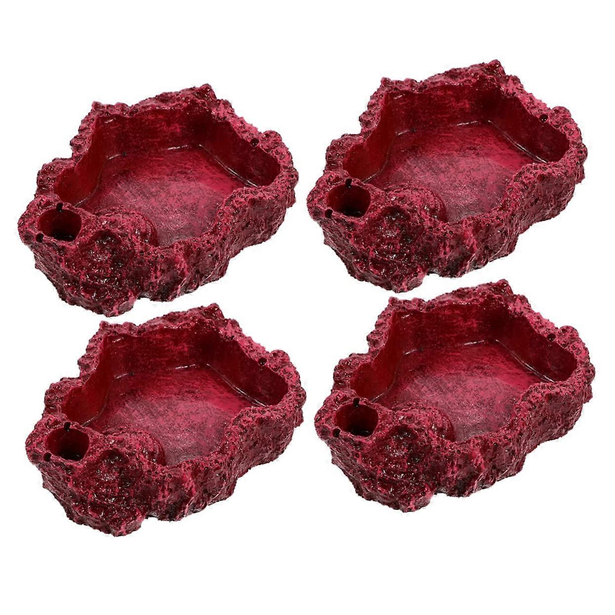 Reptile Food Bowl Set Resin Reptile Tank Water Dish Smooth Surface Worm Feeder Dish Plate