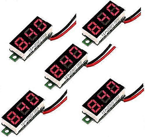 5stk digital DC voltmeter 0,28 tommer to-leder 2,5V-30V mini digital DC voltmeter spændingstester måler, LED digital spænding