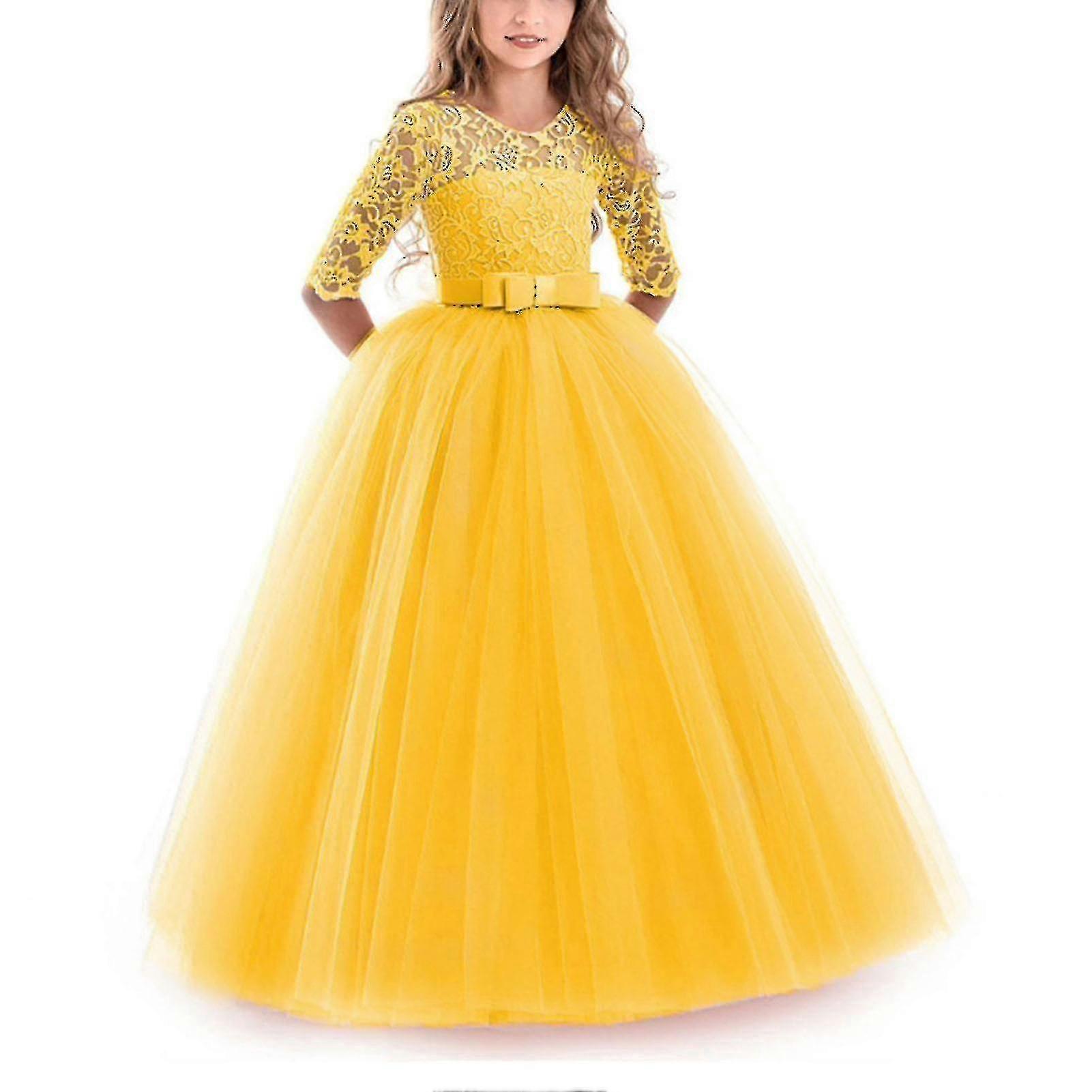 Robe de demoiselle d'honneur en dentelle pour enfants, pour mariage, demoiselle d'honneur, concours de beauté, fête, bal de promo
