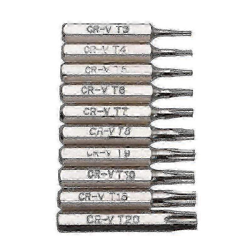 10pcs Cr-v Torx Screwdriver Bits Set T3 T4 T5 T6 T7 T8 T9 T10 T15 T20 Mobile Rep Bit Re
