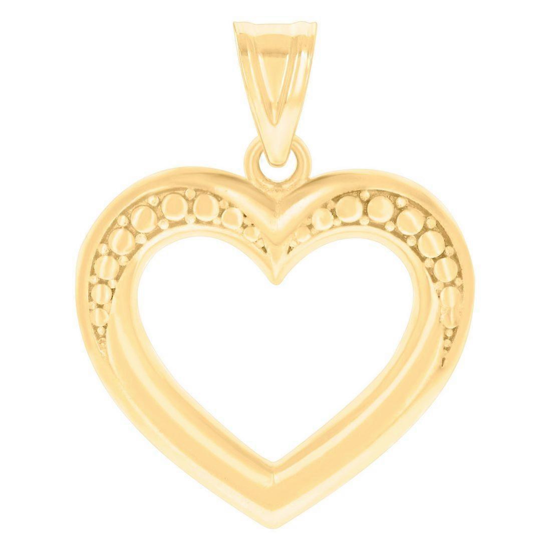 14k Yellow Gold Womens Love Heart Charm Pendant Necklace 24.4x19.1mm Wide-Pendant for Women