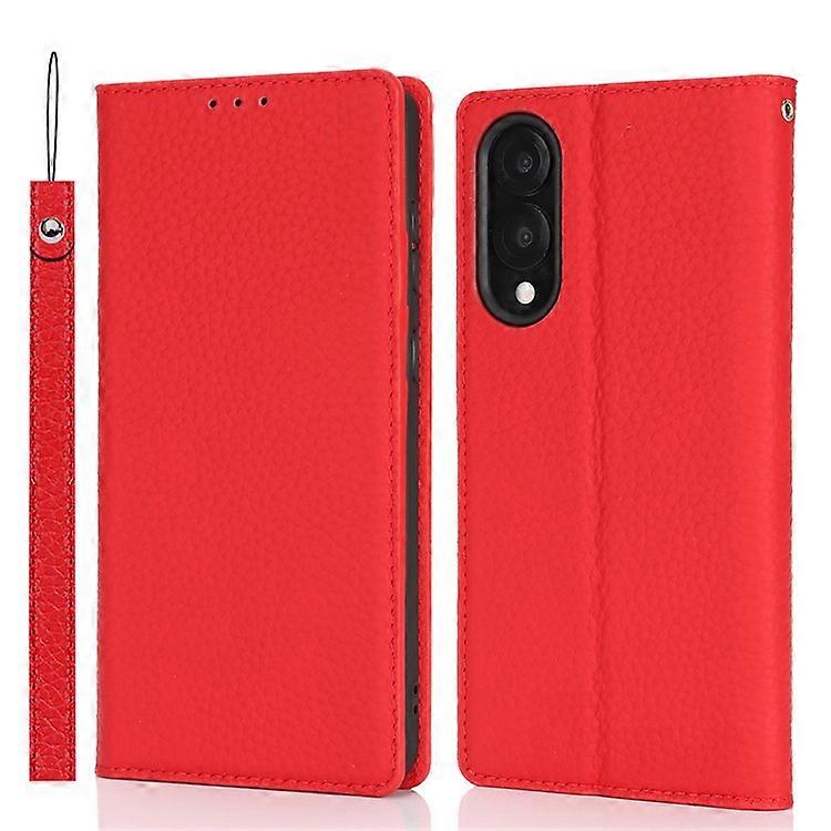 Compatible For Samsung Galaxy S25 Edge Wallet Case Genuine Cow Leather Phone Cover Litchi Texture
