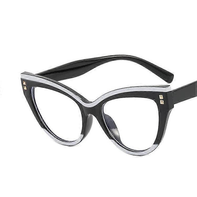 CatEye Computer Readers Fatigue Relieve Reading Glasses Blue Light Blocking Light Flat Mirror Eyeglasses (Color : C1, Size : 100)