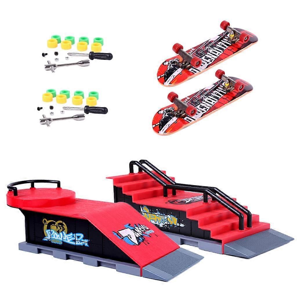 Set Mini Finger Skateboard And Ramp Accessory Set