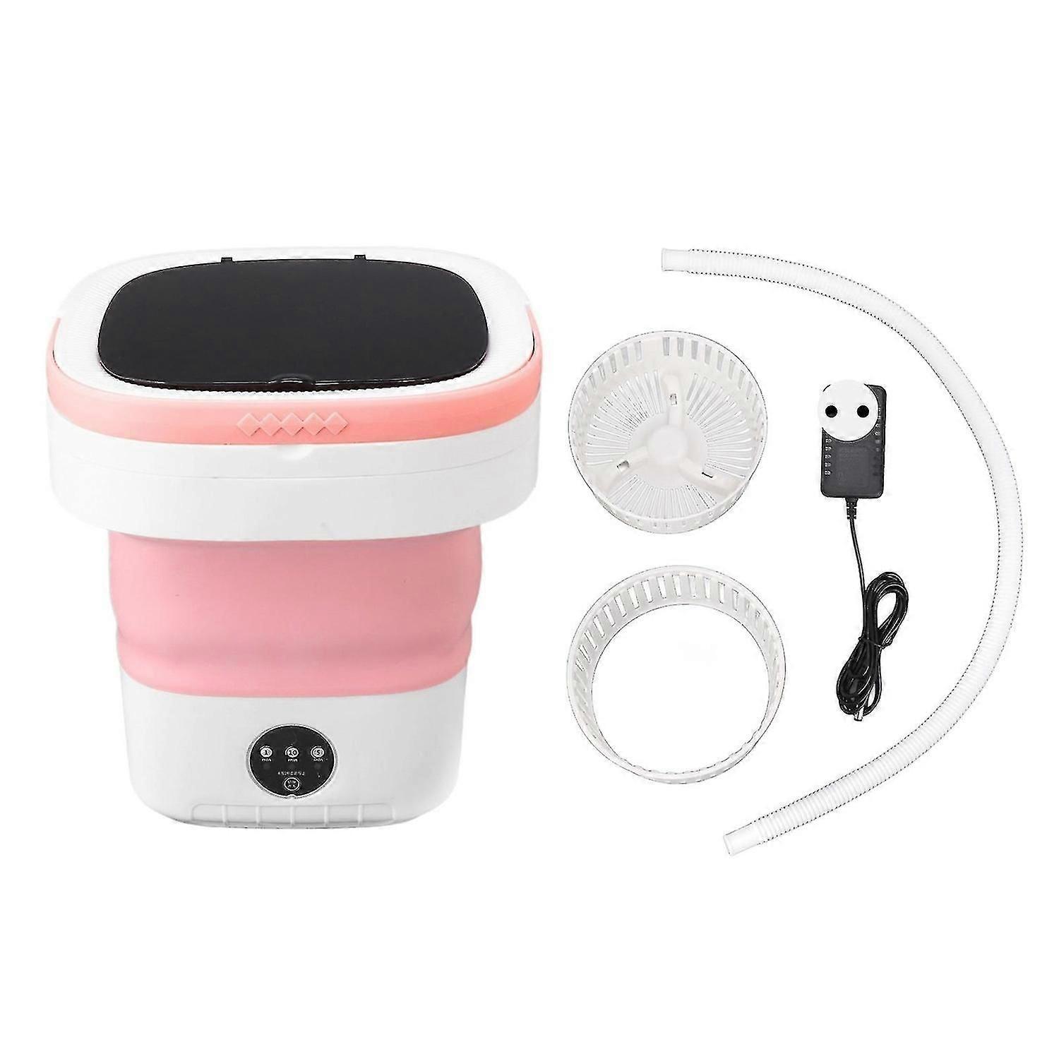 Mini Portable Washing Machine 7.5L Soft Spin Dry Drainage Pipe - Pink EU Plug