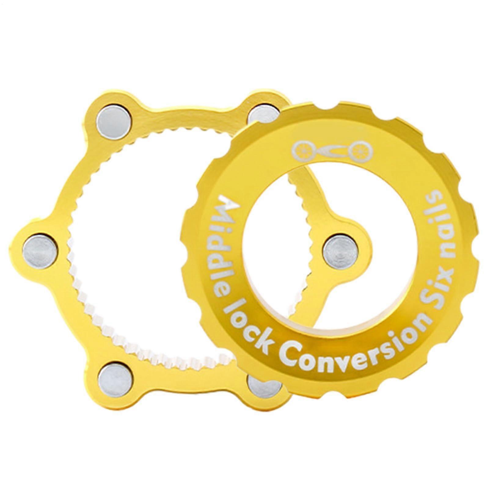 6BolttoCenterlockAdapter Brake Disc Centerlock Adapter, Mountain Bike 6Hole Adapter For Offroad Bikes And Dirt Bikes Gold
