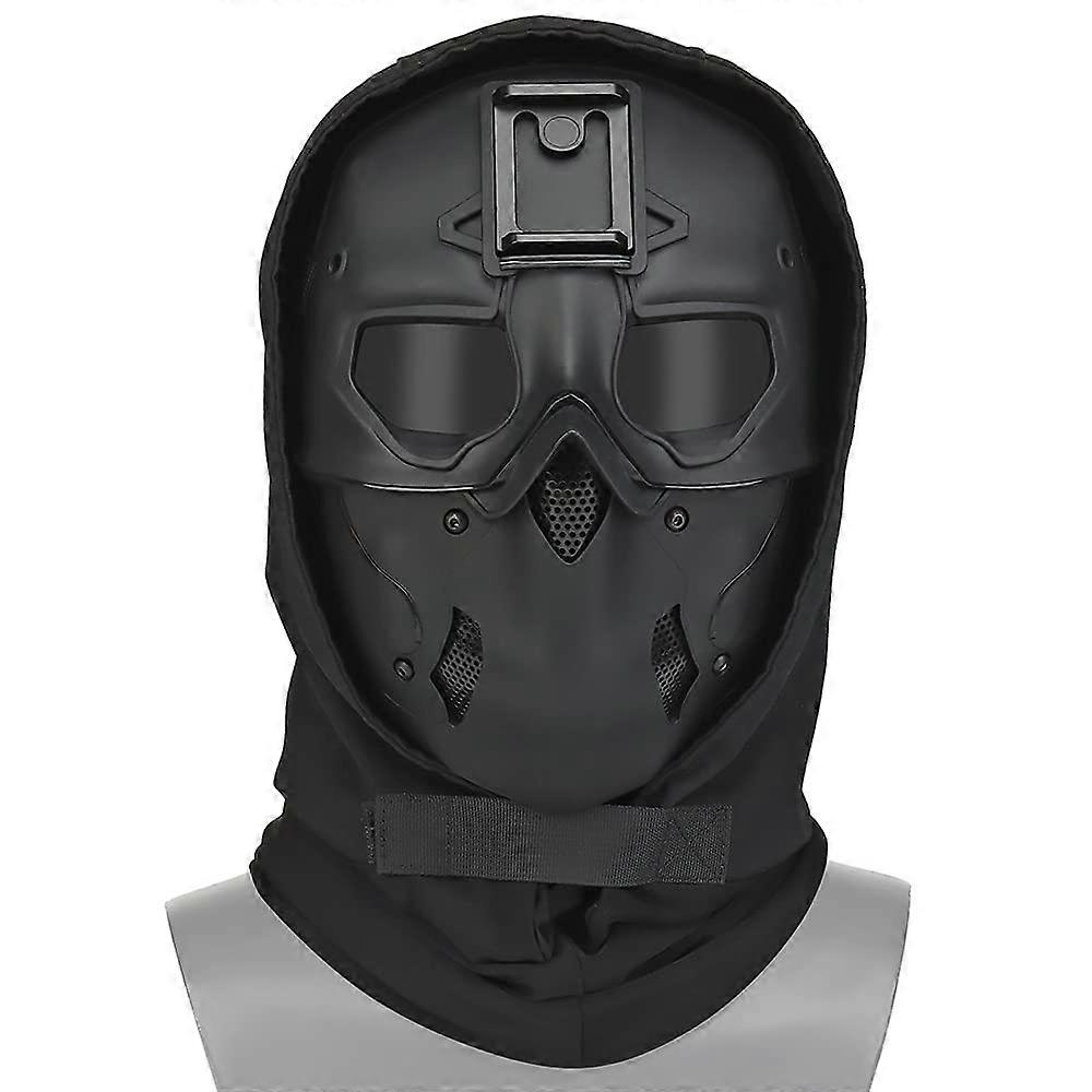 Tactical Full Face Mask Bandana Neck Balaclava Face Wargame Cap Army Airsoft Paintball Hunting Protective Mask/Black/18.5 x 23.5 cm
