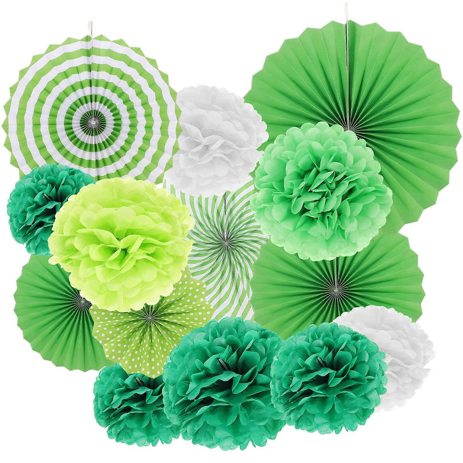 14pcs Fan Pom Poms Decoration Set for Weddings, Parties & Festivals – Easy to Assemble Hanging Ornaments for Home, Office & Celebration Decor