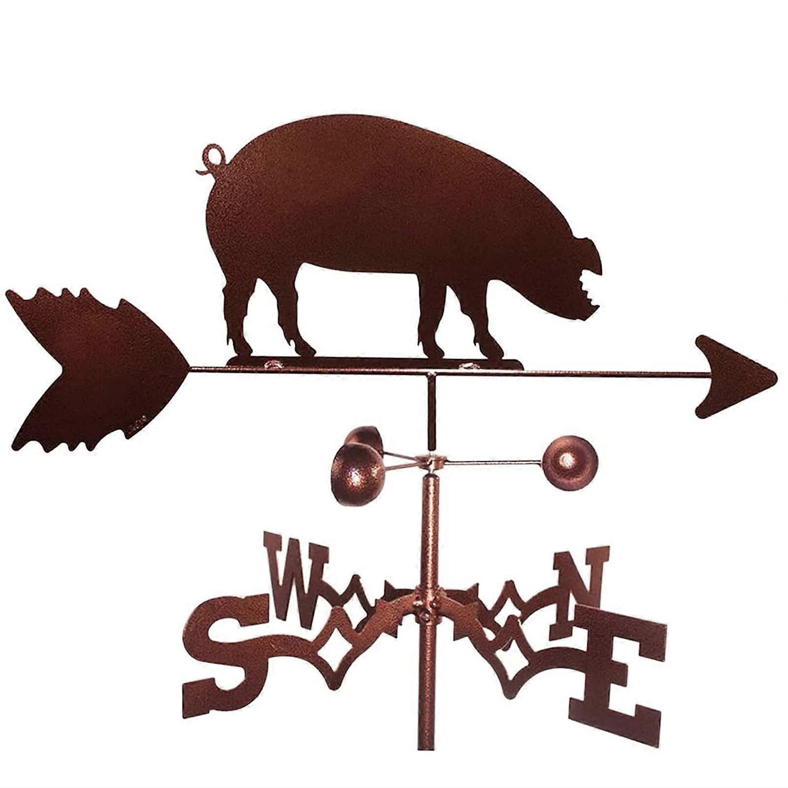 Wetterfahne, weather vane in retro pig shape, garden post, easy to use