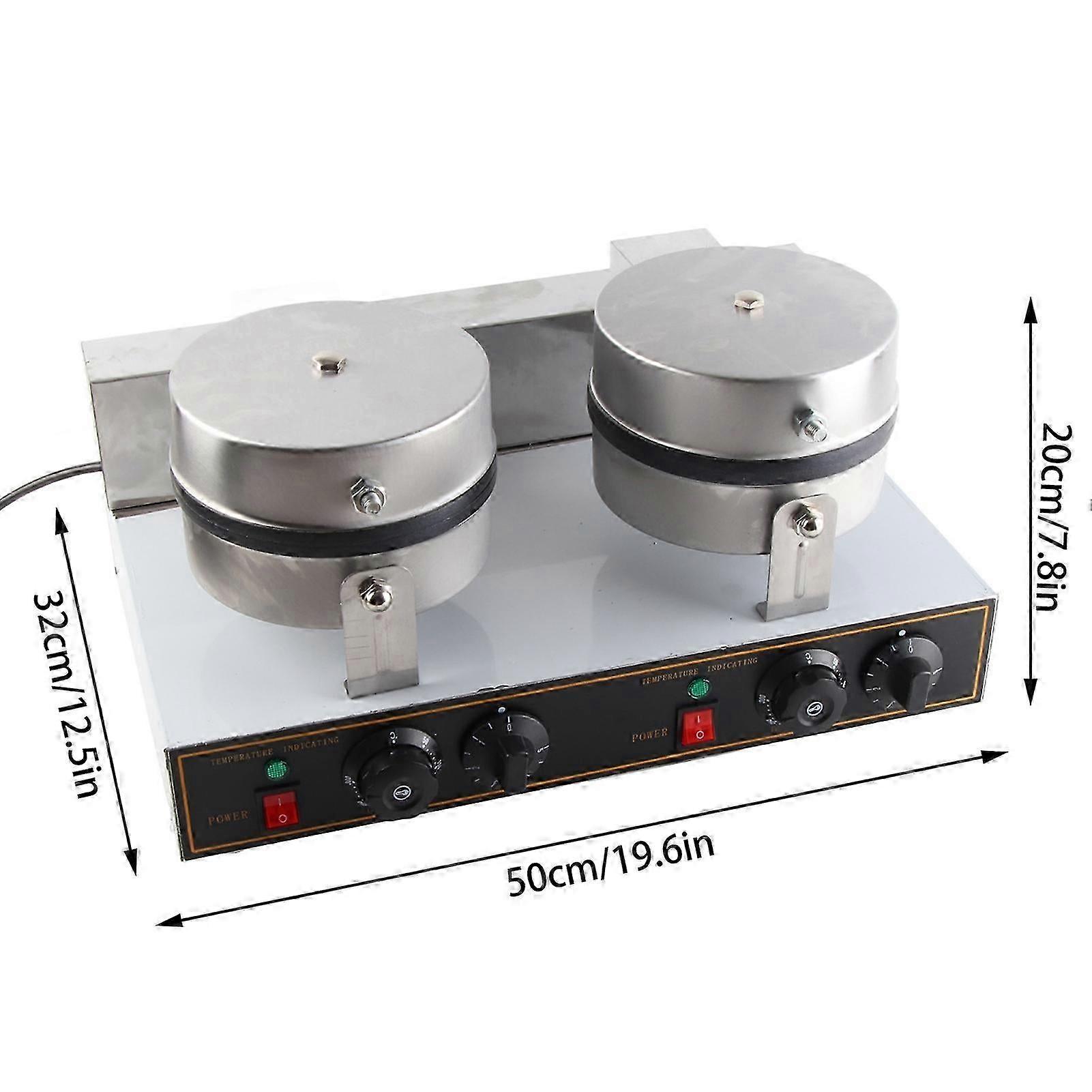 Double Heads Waffle Maker Fast Heating Non Stick Commercial Waffle Making Machine With Insulated Handle 2400w Us Plug 110v